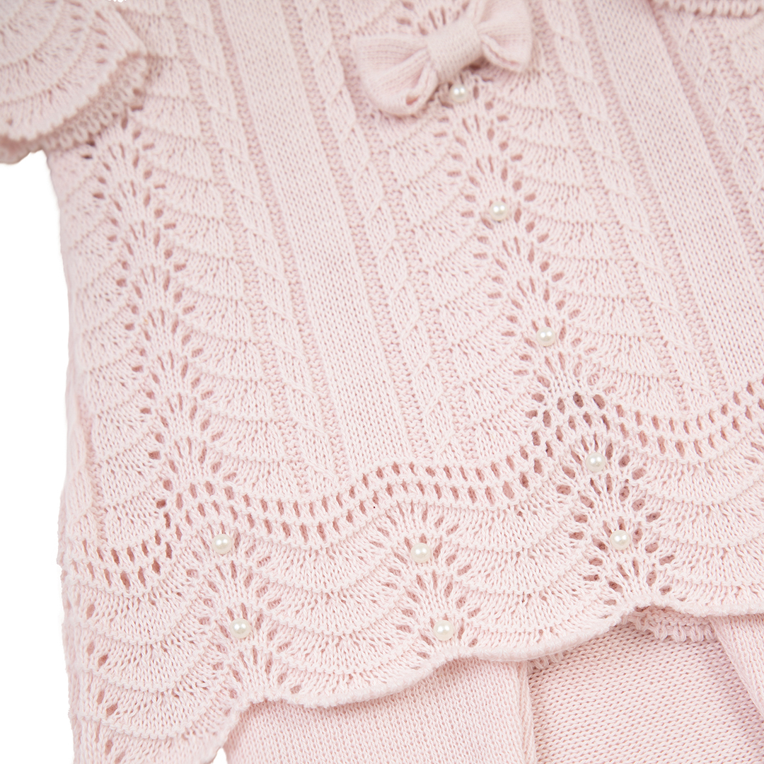 Saída Maternidade Vestido Rendado Rosa Bebê - 4 peças - Imagem 11