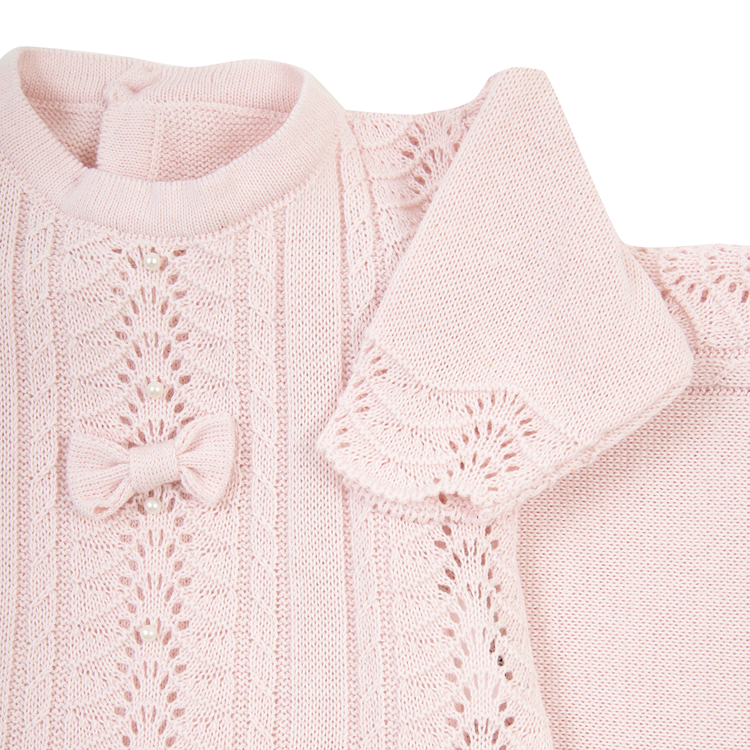 Saída Maternidade Vestido Rendado Rosa Bebê - 4 peças - Imagem 9