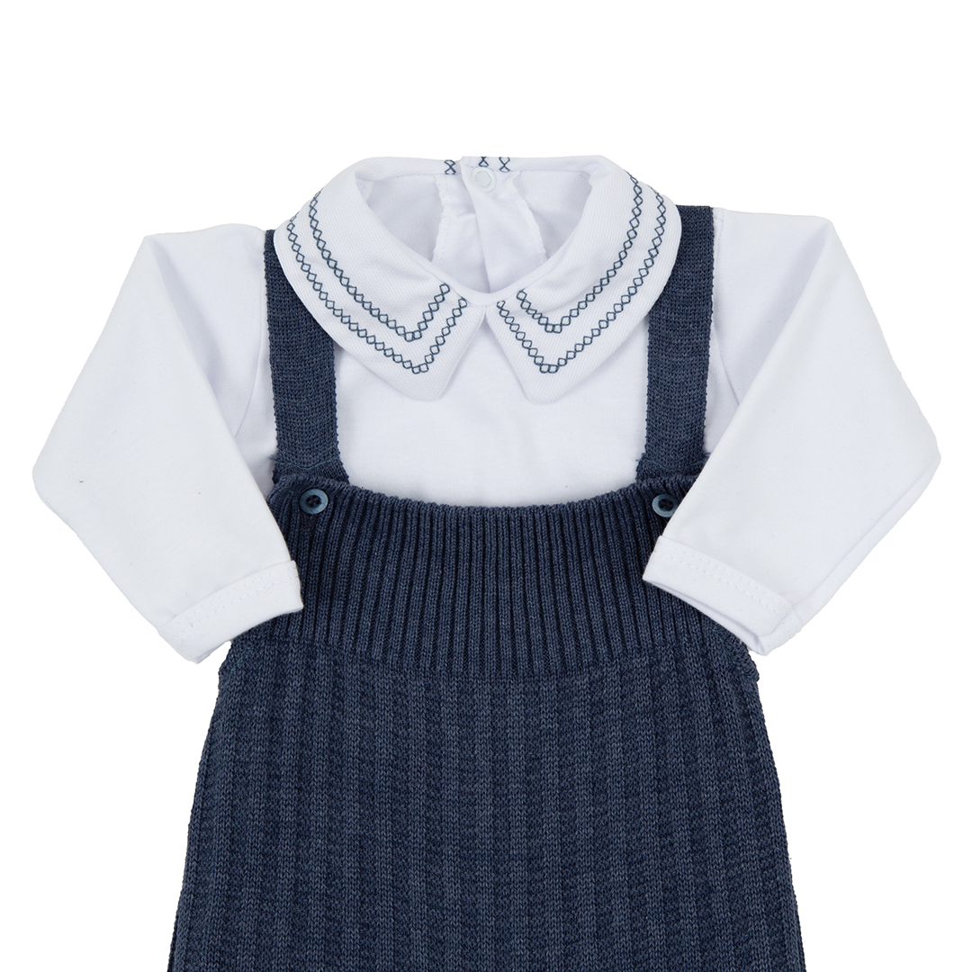 Jardineira Ulisses azul com Body - 2 peças - Imagem 3