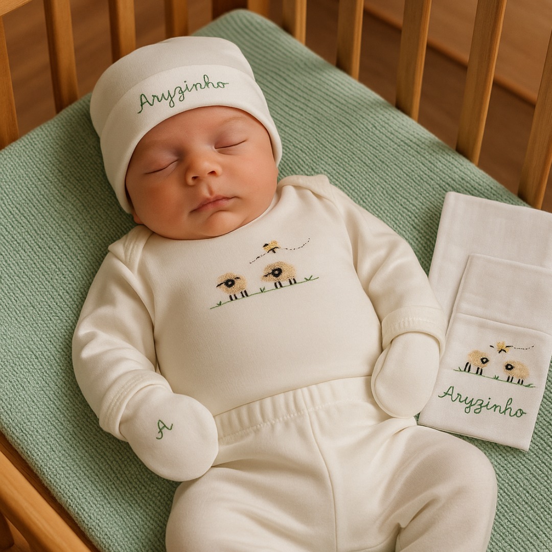 BEBE-DORMINDO-KIT-MATERNIDADE-ALGODÃO-PERSONALIZADO-BORDADO-MANUAL
