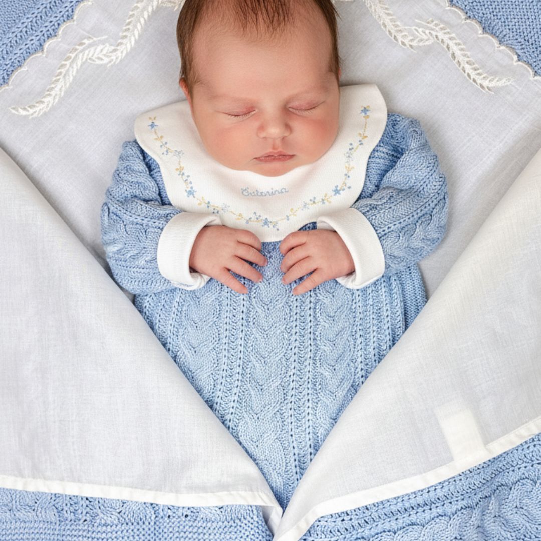 Saída Maternidade Encanto azul bebê - 3 peças