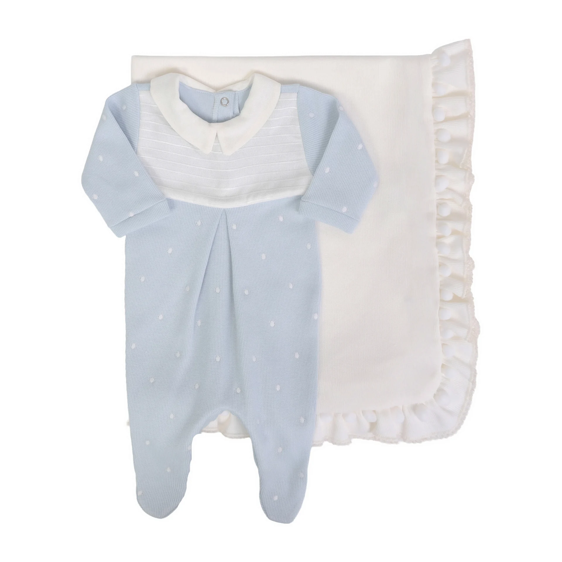 Saída Maternidade Heitor azul bebê - 2 peças