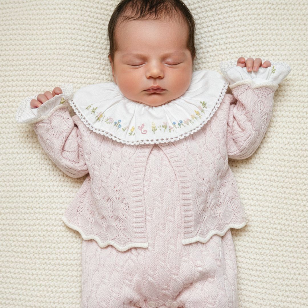 Jardineira e casaquinho Julieta Rosa bebê- 2 peças - Imagem 2