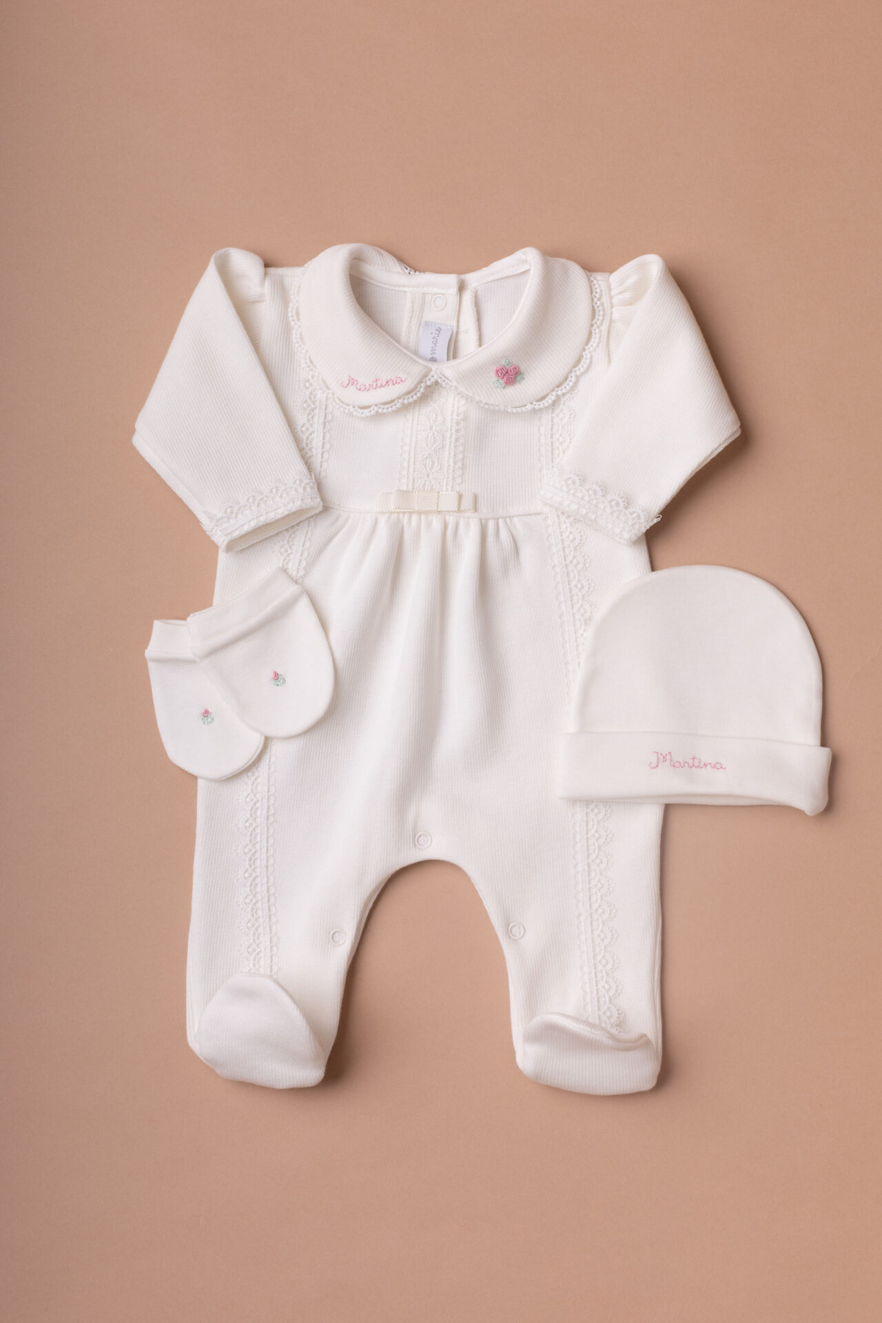 Kit Maternidade Cecília Personalizado off-white - 3 peças